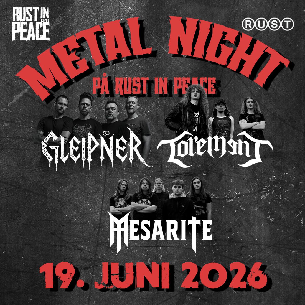 Rust In Peace Metal Night: MESARITE + TOREMENT + GLEIPNER