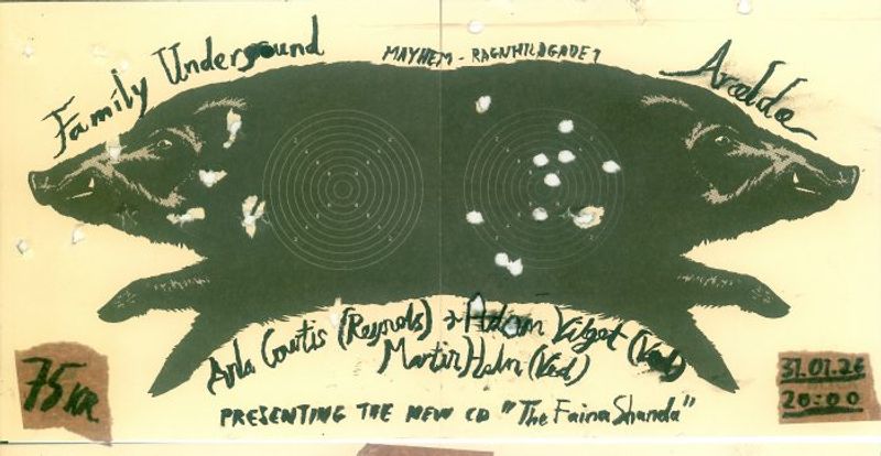 Anla Courtis (Reynols)+ Adam Vilgot (Ved)+ Martin Holm (Ved) presenting the new CD “The Faina Shanda” (Konvoj Records)
Family Underground
Arældæ