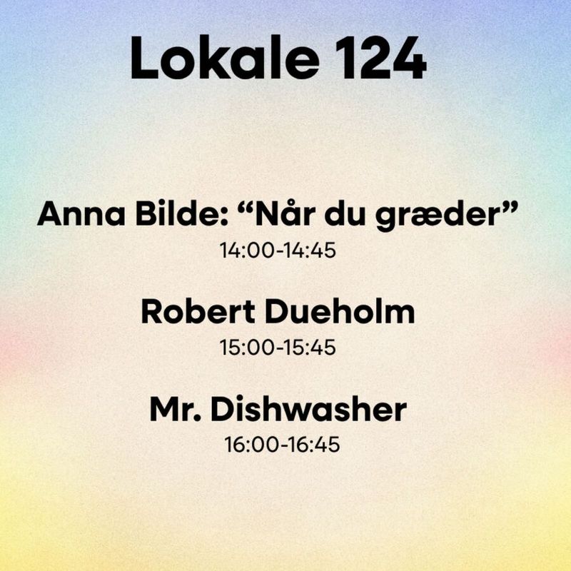Room 124: Anna Bilde: “Når du græder”, Robert Dueholm & Mr. dishwasher