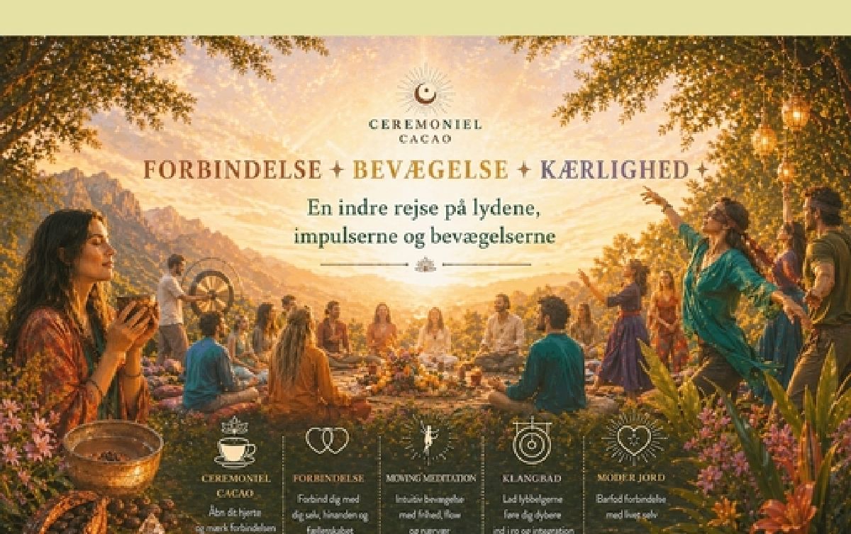 Levende Livsglæde - Ceremoniel Cacao, Magisk Sound Journey & Moving Meditation/ Fri Bevægelse